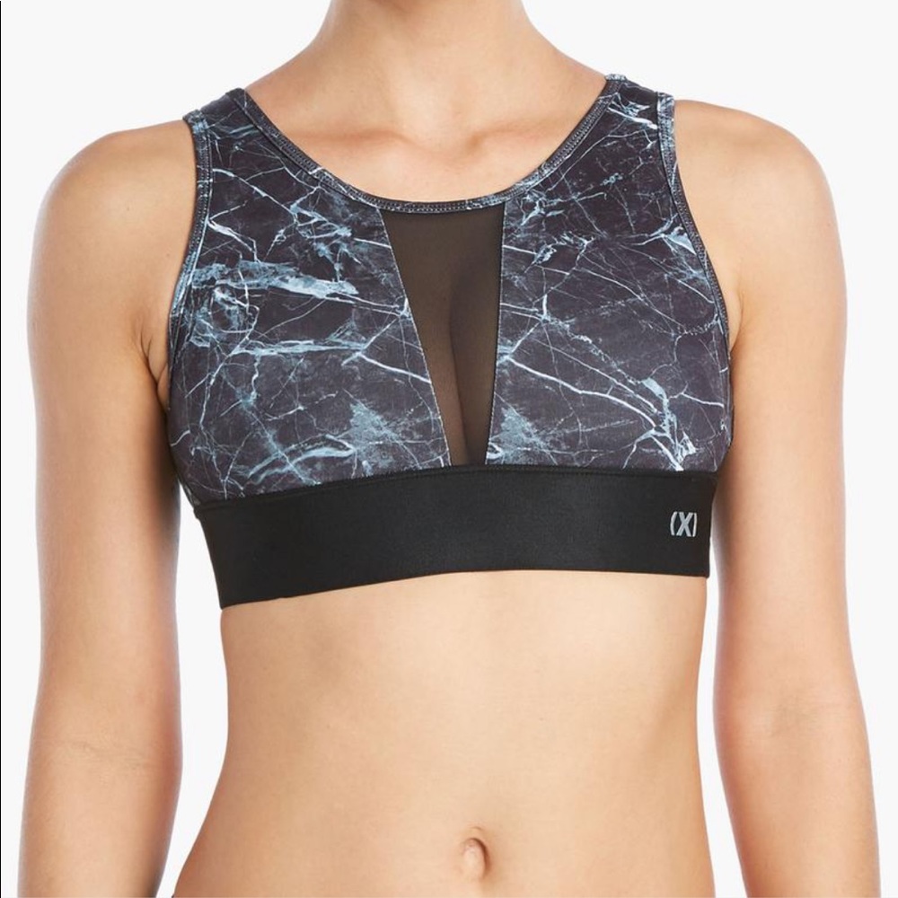 2(X)IST marble print mesh sports bra sz M